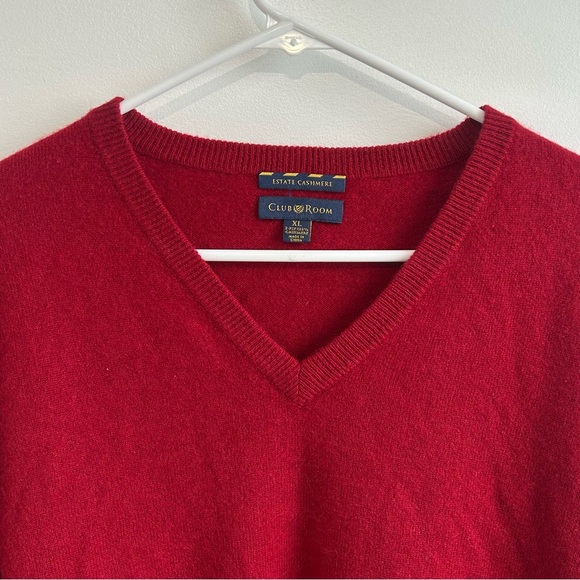 Club Room red cashmere V-neck Sweater 2 Ply Red Men’s Size XL - Picture 3 of 12